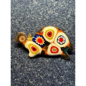 Vintage Murano Millefiori Glass Turle Pin/Brooch